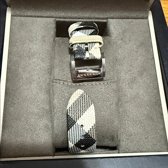 Burberry Silver Watch with Checkered Strap - Picture 2 of 4